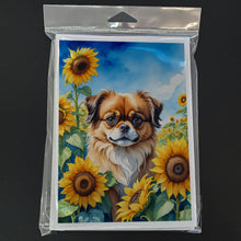 Load image into Gallery viewer, Tibetan Spaniel in Sunflowers Greeting Cards - Blank Note Cards – 8-Pack of Artist-Designed Cards with Envelopes