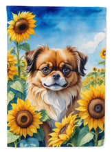 Load image into Gallery viewer, Tibetan Spaniel in Sunflowers Garden Flag – Bright Dog-Themed Yard Decor
