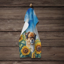 Load image into Gallery viewer, Tibetan Spaniel in Sunflowers Kitchen Towel