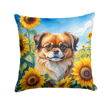 Load image into Gallery viewer, Tibetan Spaniel in Sunflowers Throw Pillow - 14x14 Decorative Pillow – Art for Your Home &amp; Patio