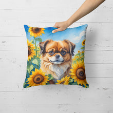 Load image into Gallery viewer, Tibetan Spaniel in Sunflowers Throw Pillow