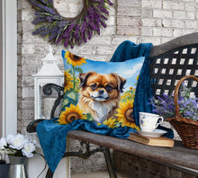Load image into Gallery viewer, Tibetan Spaniel in Sunflowers Throw Pillow