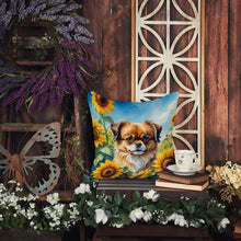 Load image into Gallery viewer, Tibetan Spaniel in Sunflowers Throw Pillow