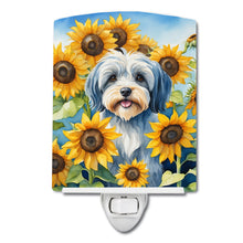 Load image into Gallery viewer, Tibetan Terrier in Sunflowers Ceramic Night Light