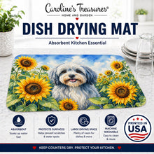 Load image into Gallery viewer, Tibetan Terrier in Sunflowers Dish Drying Mat Absorbent Dish Drying Mat Pad for Kitchen Counter Dish Drainer Mat for Countertop, 14 x 21", Multicolor
