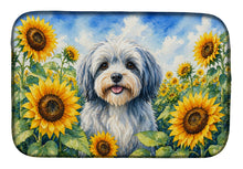 Load image into Gallery viewer, Tibetan Terrier in Sunflowers Dish Drying Mat Absorbent Dish Drying Mat Pad for Kitchen Counter Dish Drainer Mat for Countertop, 14 x 21", Multicolor