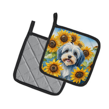 Load image into Gallery viewer, Tibetan Terrier in Sunflowers Pot Holders - Set of 2 Decorative Kitchen Helpers | Made in the USA