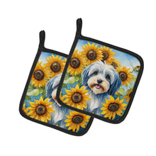 Load image into Gallery viewer, Tibetan Terrier in Sunflowers Pot Holders - Set of 2 Decorative Kitchen Helpers | Made in the USA