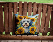 Load image into Gallery viewer, Tibetan Terrier in Sunflowers Throw Pillow - 14x14 Decorative Pillow – Art for Your Home &amp; Patio