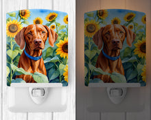 Load image into Gallery viewer, Vizsla in Sunflowers Ceramic Night Light