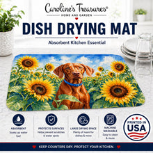 Load image into Gallery viewer, Vizsla in Sunflowers Dish Drying Mat Absorbent Dish Drying Mat Pad for Kitchen Counter Dish Drainer Mat for Countertop, 14 x 21", Multicolor