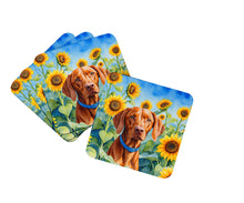 Load image into Gallery viewer, Vizsla in Sunflowers Coasters - Set of 4 Lightweight Foam, Absorbent Drink Coasters