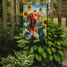 Load image into Gallery viewer, Vizsla in Sunflowers Garden Flag – Bright Dog-Themed Yard Decor