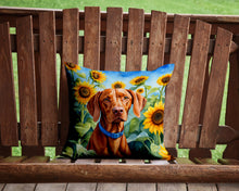 Load image into Gallery viewer, Vizsla in Sunflowers Throw Pillow - 14x14 Decorative Pillow – Art for Your Home &amp; Patio