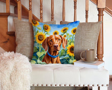 Load image into Gallery viewer, Vizsla in Sunflowers Throw Pillow - 14x14 Decorative Pillow – Art for Your Home &amp; Patio