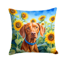 Load image into Gallery viewer, Vizsla in Sunflowers Throw Pillow - 14x14 Decorative Pillow – Art for Your Home &amp; Patio