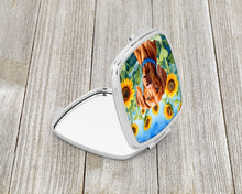 Load image into Gallery viewer, Vizsla in Sunflowers Compact Mirror – Stylish Purse Mirror with Artistic Covers