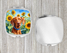 Load image into Gallery viewer, Vizsla in Sunflowers Compact Mirror – Stylish Purse Mirror with Artistic Covers