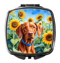Load image into Gallery viewer, Vizsla in Sunflowers Compact Mirror – Stylish Purse Mirror with Artistic Covers