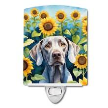 Load image into Gallery viewer, Weimaraner in Sunflowers Ceramic Night Light