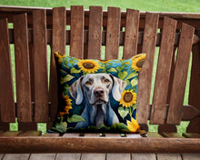 Load image into Gallery viewer, Weimaraner in Sunflowers Throw Pillow - 14x14 Decorative Pillow – Art for Your Home &amp; Patio