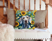 Load image into Gallery viewer, Weimaraner in Sunflowers Throw Pillow - 14x14 Decorative Pillow – Art for Your Home &amp; Patio