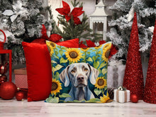 Load image into Gallery viewer, Weimaraner in Sunflowers Throw Pillow - 14x14 Decorative Pillow – Art for Your Home &amp; Patio
