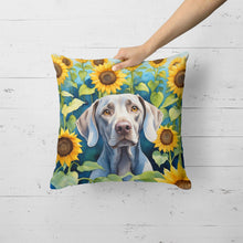 Load image into Gallery viewer, Weimaraner in Sunflowers Throw Pillow
