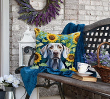 Load image into Gallery viewer, Weimaraner in Sunflowers Throw Pillow