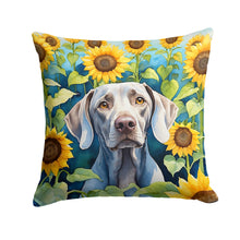 Load image into Gallery viewer, Weimaraner in Sunflowers Throw Pillow