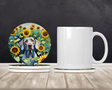 Load image into Gallery viewer, Weimaraner in Sunflowers Large Sandstone Coasters Pack of 4