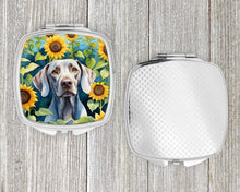 Load image into Gallery viewer, Weimaraner in Sunflowers Compact Mirror – Stylish Purse Mirror with Artistic Covers