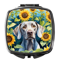 Load image into Gallery viewer, Weimaraner in Sunflowers Compact Mirror – Stylish Purse Mirror with Artistic Covers