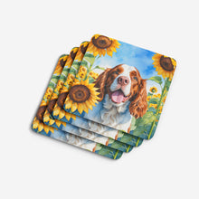 Load image into Gallery viewer, Welsh Springer Spaniel in Sunflowers Coasters - Set of 4 Lightweight Foam, Absorbent Drink Coasters