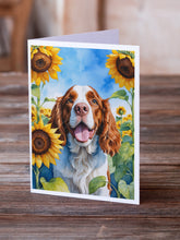 Load image into Gallery viewer, Welsh Springer Spaniel in Sunflowers Greeting Cards - Blank Note Cards – 8-Pack of Artist-Designed Cards with Envelopes