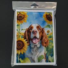 Load image into Gallery viewer, Welsh Springer Spaniel in Sunflowers Greeting Cards - Blank Note Cards – 8-Pack of Artist-Designed Cards with Envelopes