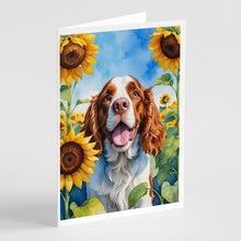 Load image into Gallery viewer, Welsh Springer Spaniel in Sunflowers Greeting Cards - Blank Note Cards – 8-Pack of Artist-Designed Cards with Envelopes