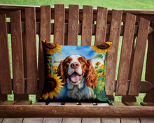 Load image into Gallery viewer, Welsh Springer Spaniel in Sunflowers Throw Pillow - 14x14 Decorative Pillow – Art for Your Home &amp; Patio