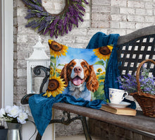 Load image into Gallery viewer, Welsh Springer Spaniel in Sunflowers Throw Pillow