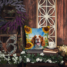 Load image into Gallery viewer, Welsh Springer Spaniel in Sunflowers Throw Pillow