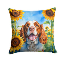 Load image into Gallery viewer, Welsh Springer Spaniel in Sunflowers Throw Pillow
