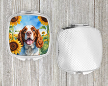 Load image into Gallery viewer, Welsh Springer Spaniel in Sunflowers Compact Mirror – Stylish Purse Mirror with Artistic Covers