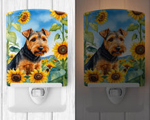 Load image into Gallery viewer, Welsh Terrier in Sunflowers Ceramic Night Light