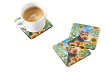 Load image into Gallery viewer, Welsh Terrier in Sunflowers Coasters - Set of 4 Lightweight Foam, Absorbent Drink Coasters