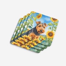 Load image into Gallery viewer, Welsh Terrier in Sunflowers Coasters - Set of 4 Lightweight Foam, Absorbent Drink Coasters