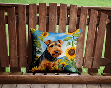 Load image into Gallery viewer, Welsh Terrier in Sunflowers Throw Pillow - 14x14 Decorative Pillow – Art for Your Home &amp; Patio