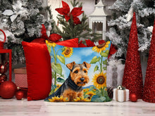 Load image into Gallery viewer, Welsh Terrier in Sunflowers Throw Pillow - 14x14 Decorative Pillow – Art for Your Home &amp; Patio