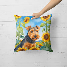 Load image into Gallery viewer, Welsh Terrier in Sunflowers Throw Pillow