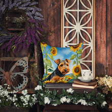Load image into Gallery viewer, Welsh Terrier in Sunflowers Throw Pillow