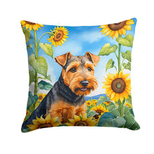 Load image into Gallery viewer, Welsh Terrier in Sunflowers Throw Pillow